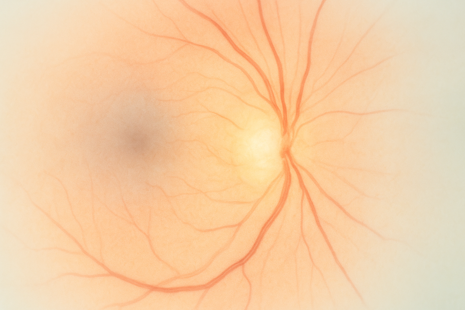 Swollen optic nerve head on fundus photo.