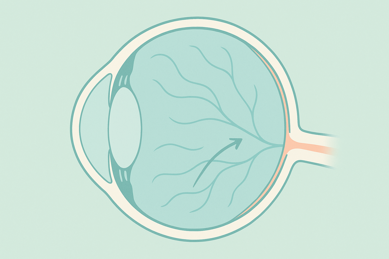 Cross-sectional illustration of an eye showing the vitreous gel gently pulling away from the retina.