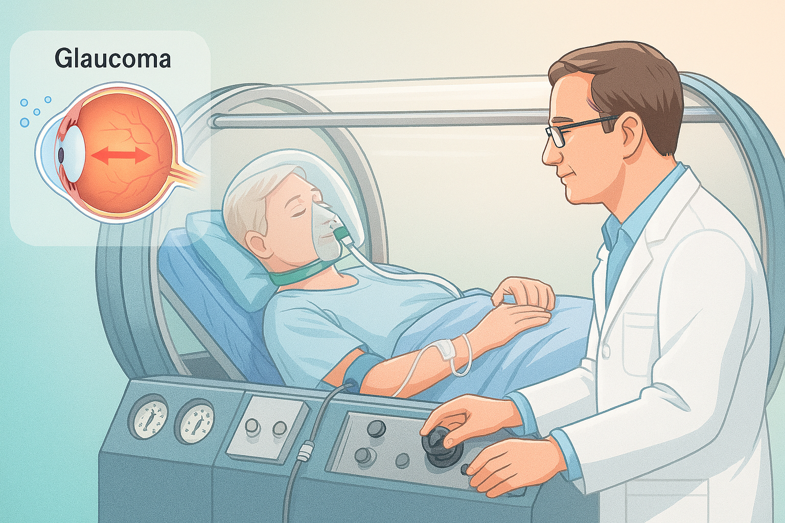 Patient receiving hyperbaric oxygen therapy